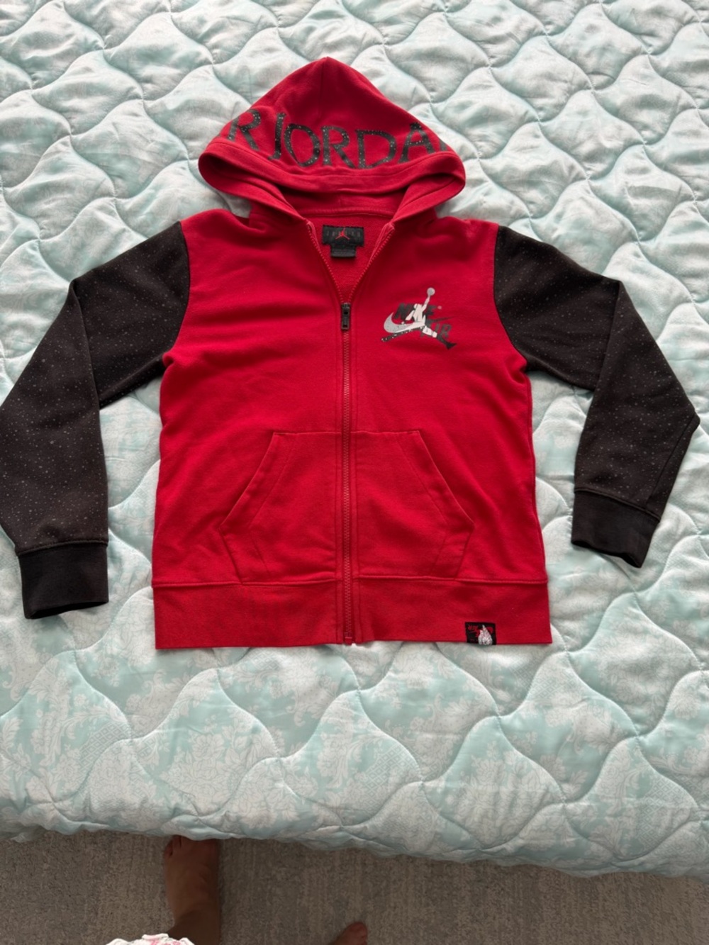 Jordan Red & Black Kids Zip Hoodie with Jumpman Logo